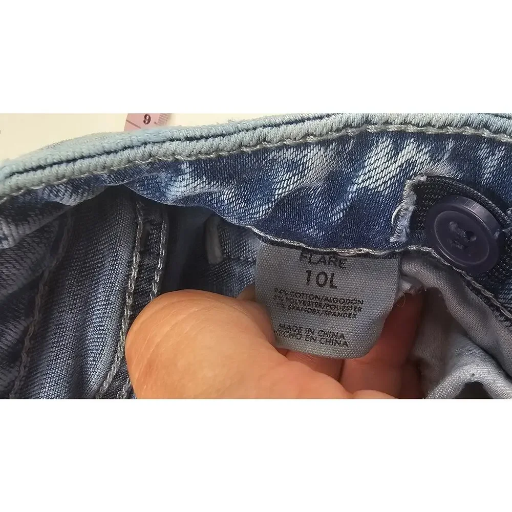 BKE girls flare light wash thick stitch blue jeans y2k comfort 10L 10 LONG #